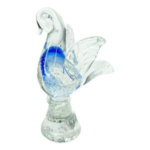 Murano Hand-Blown Glass Dove Bird Figurine Decor Controlled Bubbles Paperweight